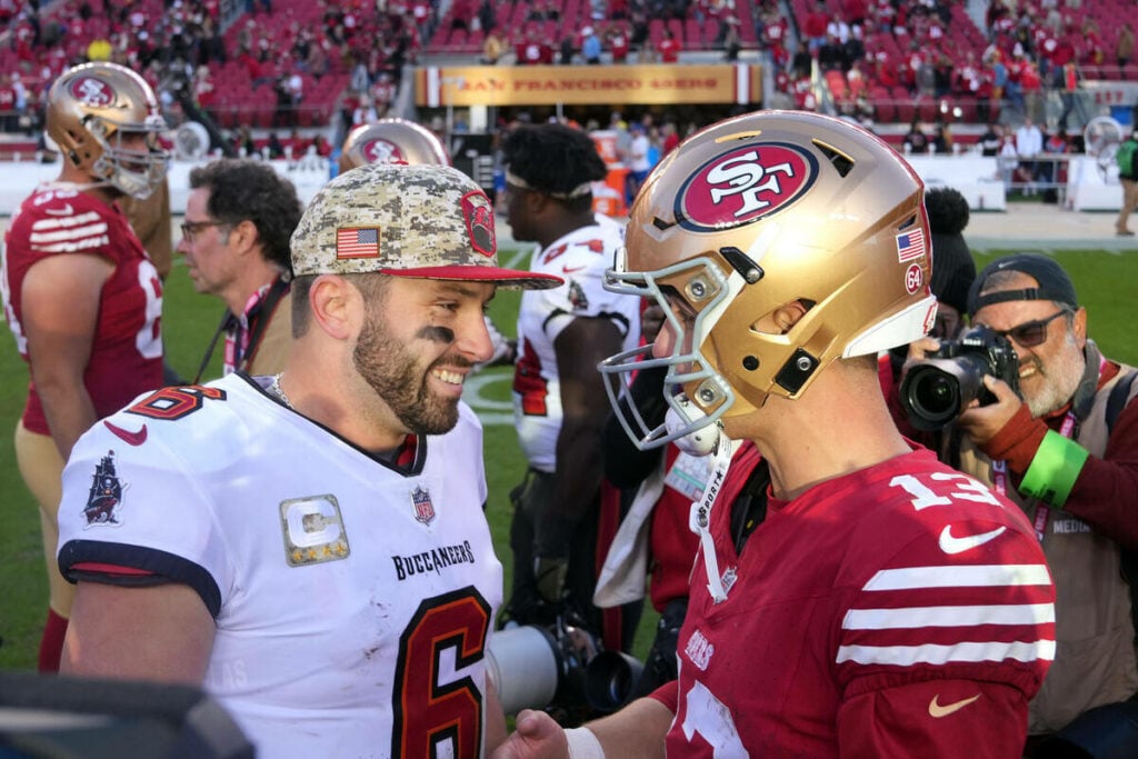 Bucs' 2025 Schedule: The Good, The Bad, The Ugly 4 Bucs Qb Baker Mayfield And 49Ers Qb Brock Purdy