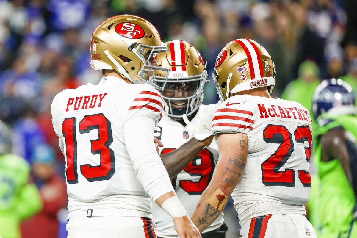 49Ers Qb Brock Purdy, Wr Deebo Samuel, And Rb Christian Mccaffrey