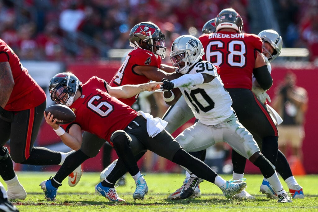 Baker Mayfield Must Evolve In These 2 Areas 3 Bucs Qb Baker Mayfield And Raiders Cb Darnay Holmes