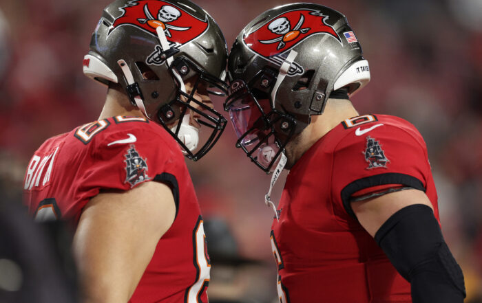 Bucs C Graham Barton And Qb Baker Mayfield - Photo By: Usa Today