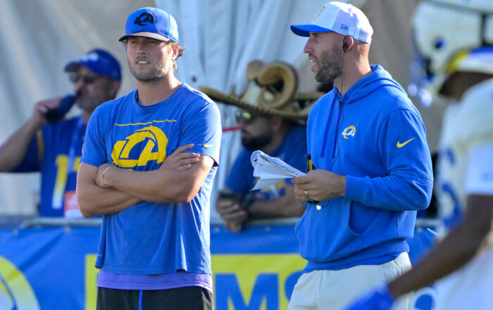 Rams Qb And Matthew Stafford And Rams Coach Dave Ragone Bucs