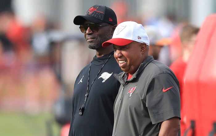 Bucs Head Coach Todd Bowles And Olbs Coach George Edwards