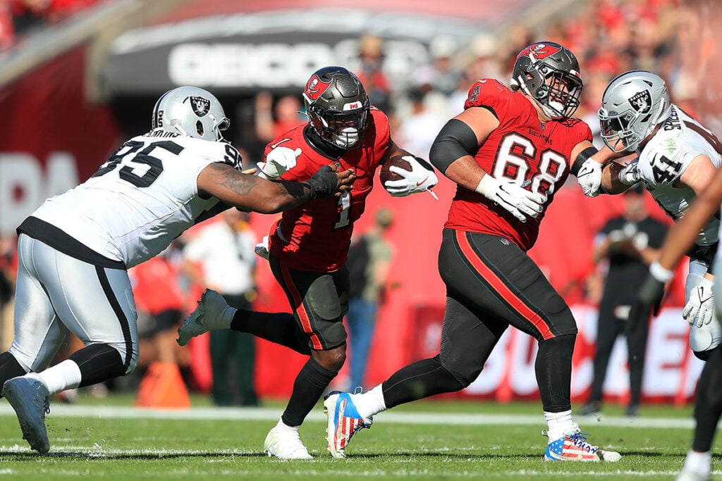 Bucs Offensive Stat Projections For 2025 4 Bucs Rb Rachaad White And Lg Ben Bredeson