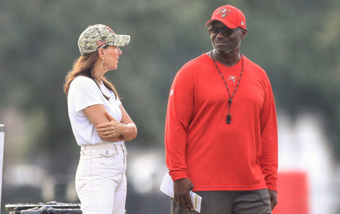 Bucs Co-Owner Darcie Glazer-Kassowitz And Head Coach Todd Bowles