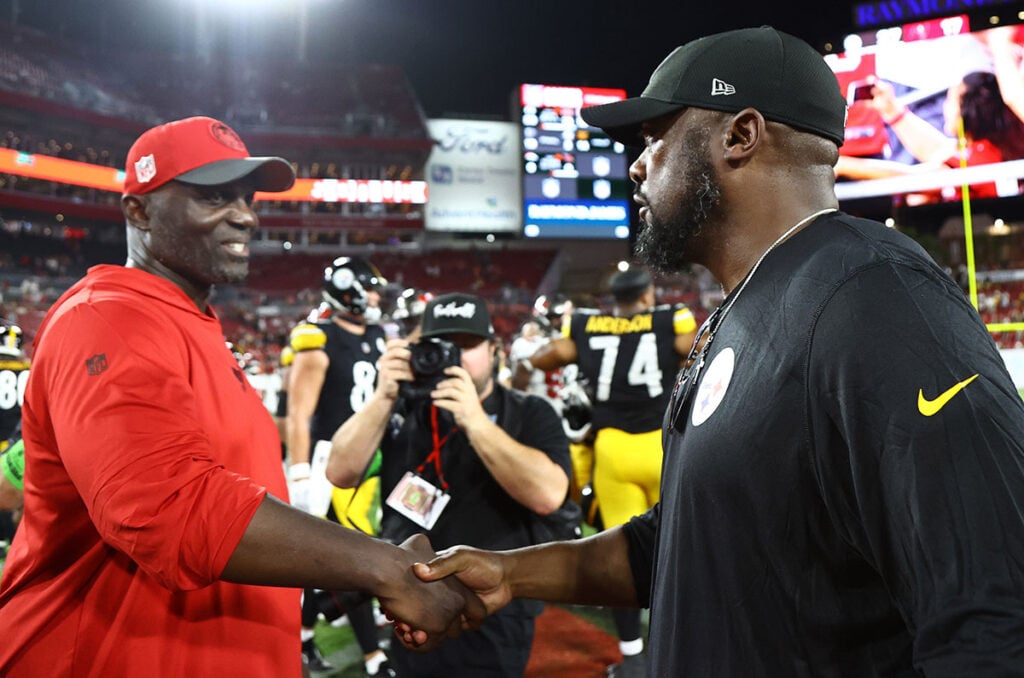 Bucs Head Coach Todd Bowles And Steelers Head Coach Mike Tomlin 