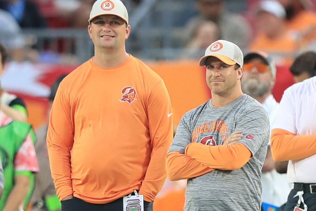 Bucs Get Good And Bad News In Nfc South Prediction 7 Bucs Assistant Gms Rob Mccartney And Mike Grenberg - Photo By: Cliff Welch P/R