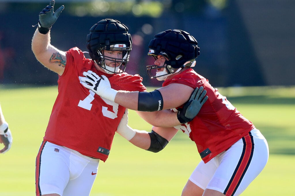 Bucs Sign 2 Offensive Linemen, Waive Another 5 Bucs Ol Elijah Klein And Rt Luke Goedeke - Photo By: Cliff Welch P/R