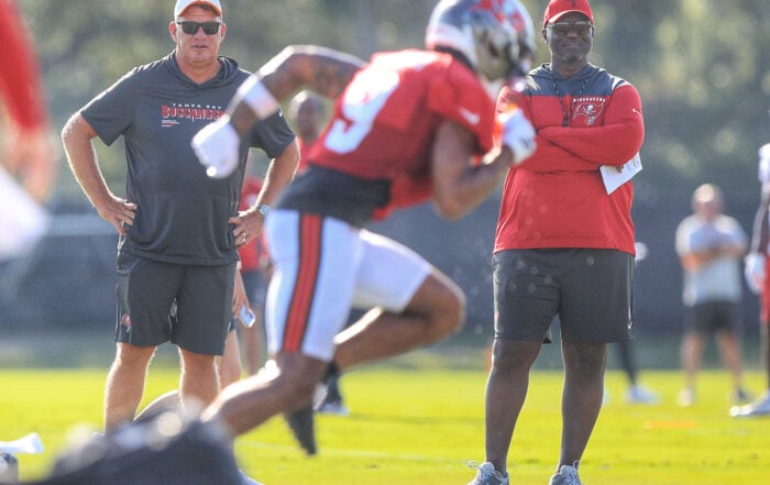 Bucs Gm Jason Licht, Hc Todd Bowles And Wr Emeka Egbuka