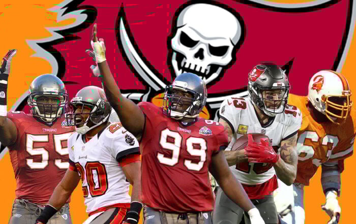 Bucs Legends Derrick Brooks, Ronde Barber, Warren Sapp, Mike Evans And Lee Roy Selmon