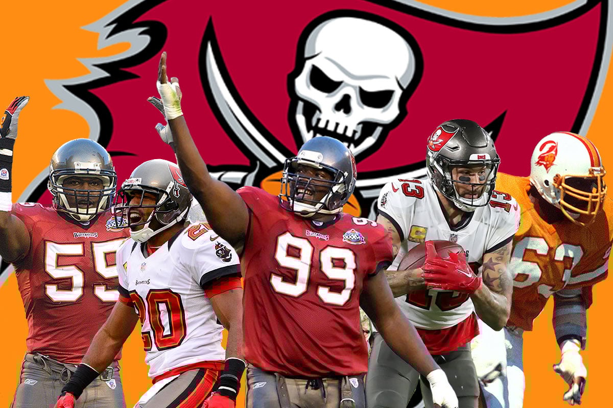 Bucs Legends Derrick Brooks, Ronde Barber, Warren Sapp, Mike Evans And Lee Roy Selmon
