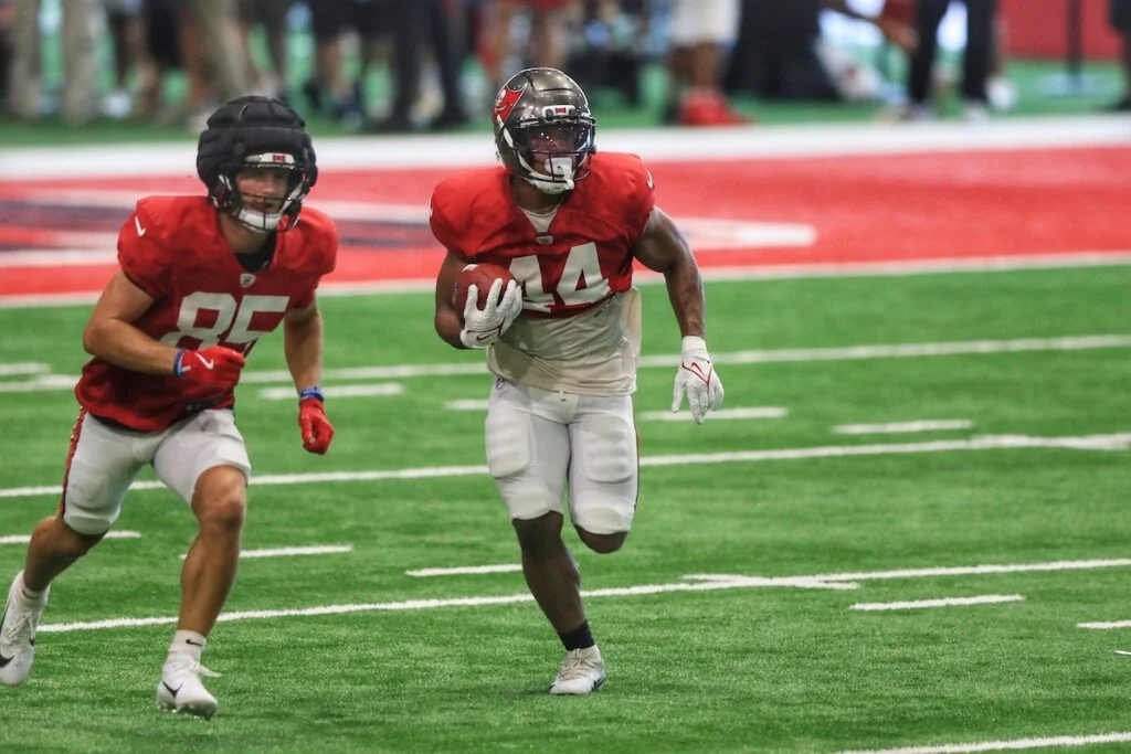 Bucs Camp Insider 7-29: Defense Keeps Racking Up Ints 5 Bucs Rb Sean Tucker - Photo By: Cliff Welch P/R