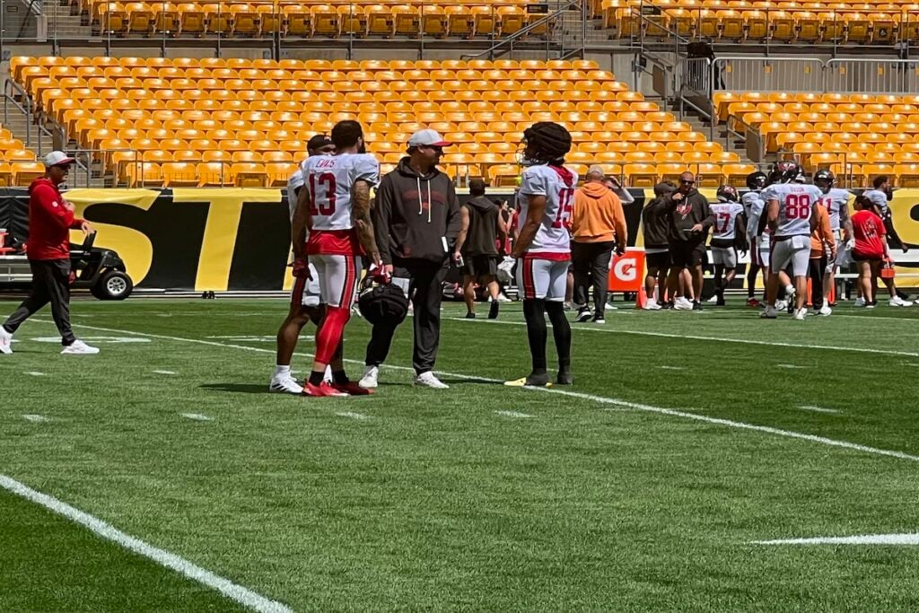 Bucs Wrs Mike Evans, Jalen Mcmillan And Oc Josh Grizzard