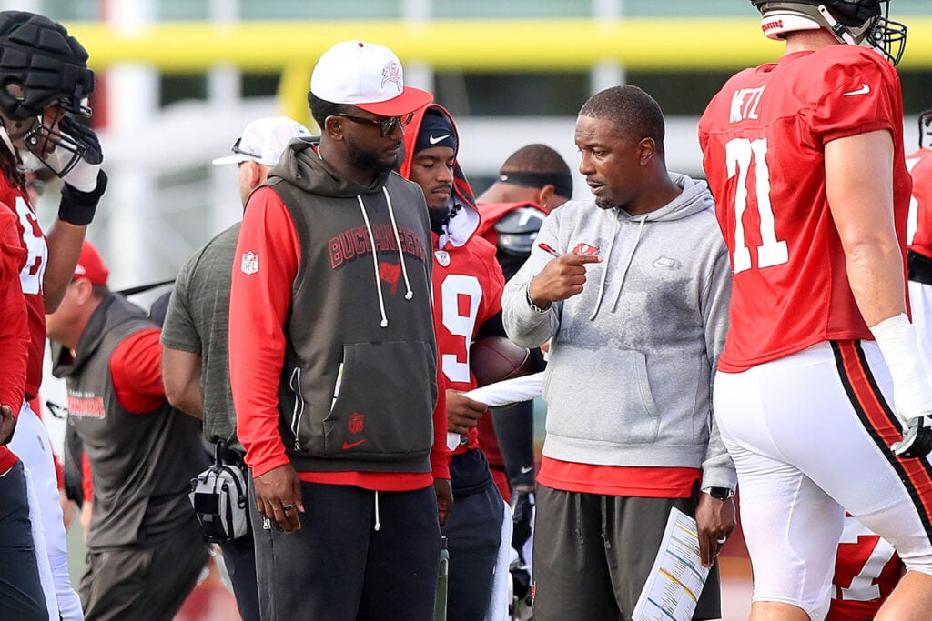 Bucs Gm Jason Licht'S Update On Chris Godwin, Tristan Wirfs, Desmond Watson 2 Bucs Wr Chris Godwin And Wrs Coach Bryan Mcclendon
