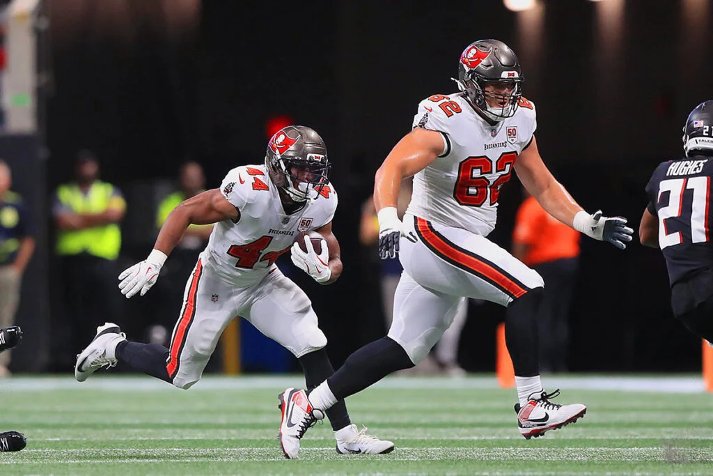 Bucs' Surprise O-Line Shakeup Worked Vs. Falcons 4 Bucs Rb Sean Tucker And Lt Graham Barton
