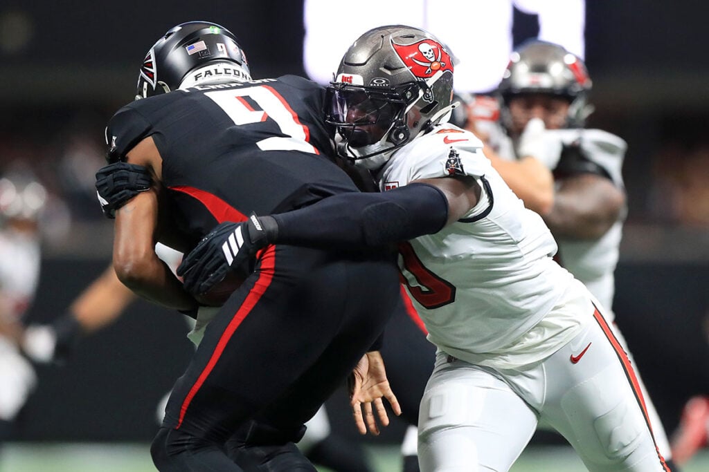 Projecting A Bucs - Yaya Diaby Extension 3 Bucs Olb Yaya Diaby And Falcons Qb Michael Penix Jr.