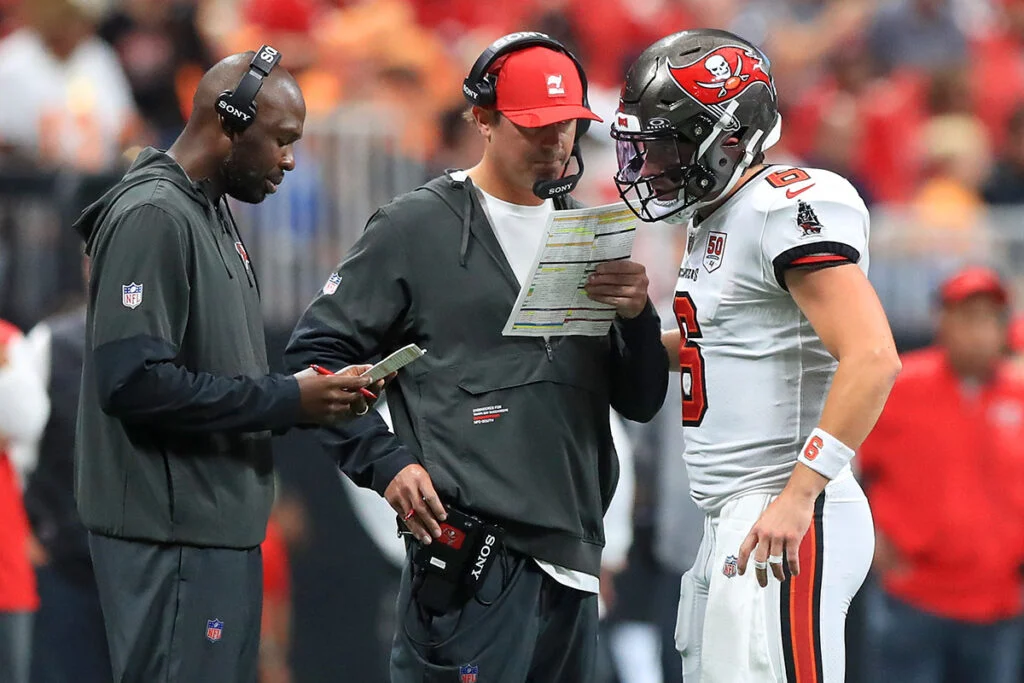 Bucs Qbs Coach Thad Lewis, Oc Josh Grizzard And Qb Baker Mayfield