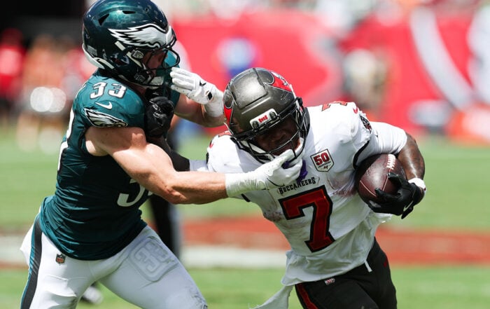 Bucs Rb Bucky Irving And Eagles Cb Cooper Dejean