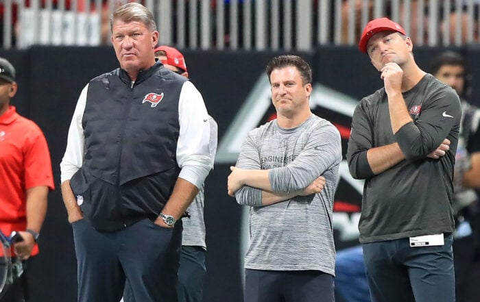 Bucs Gm Jason Licht And Assistant Gms Mike Greenberg And Rob Mccartney