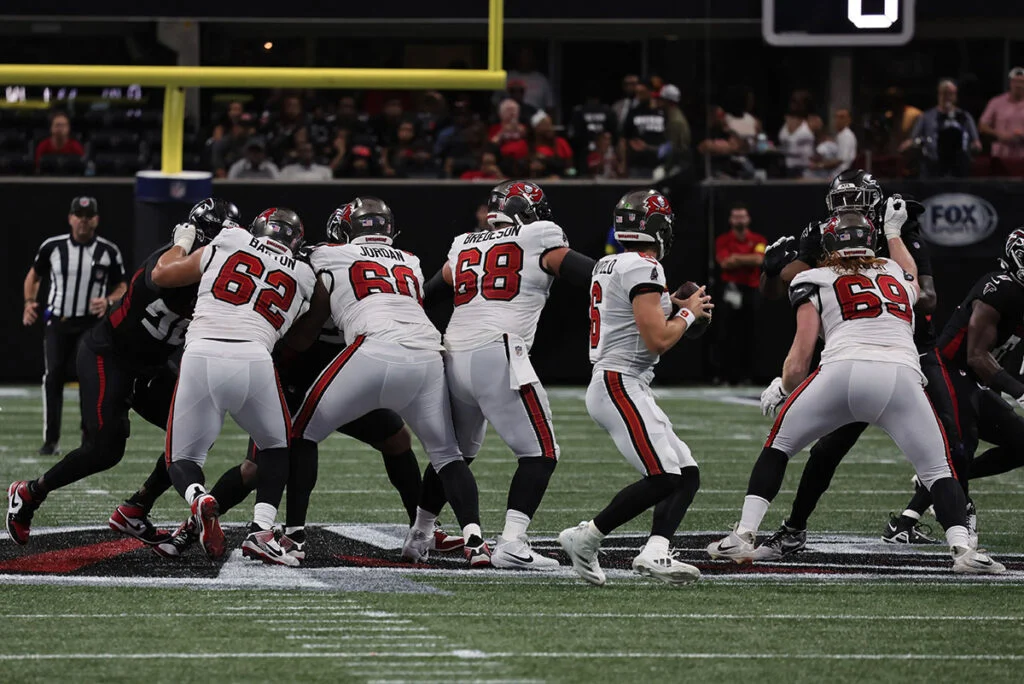 Bucs At Falcons: Most Impressive In Week 1 3 Bucs Lt Graham Barton, Lg Mike Jordan, C Ben Bredeson And Qb Baker Mayfield