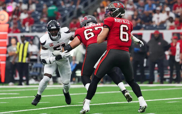 Bucs Qb Baker Mayfield And Rt Luke Goedeke And Texans De Will Anderson Jr.