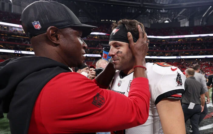 Bucs Qb Baker Mayfield And Falcons Hc Raheem Morris