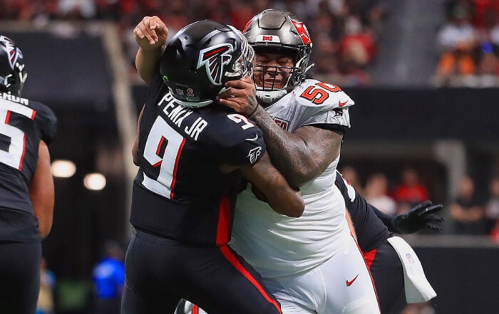 Bucs Dt Vita Vea And Falcons Qb Michael Penix Jr.