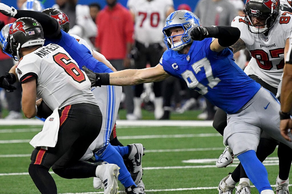 Sr'S Fab 5: Josh Grizzard'S Chess Match In Bucs Vs. Lions 14 Bucs Qb Baker Mayfield And Lions De Aidan Hutchinson