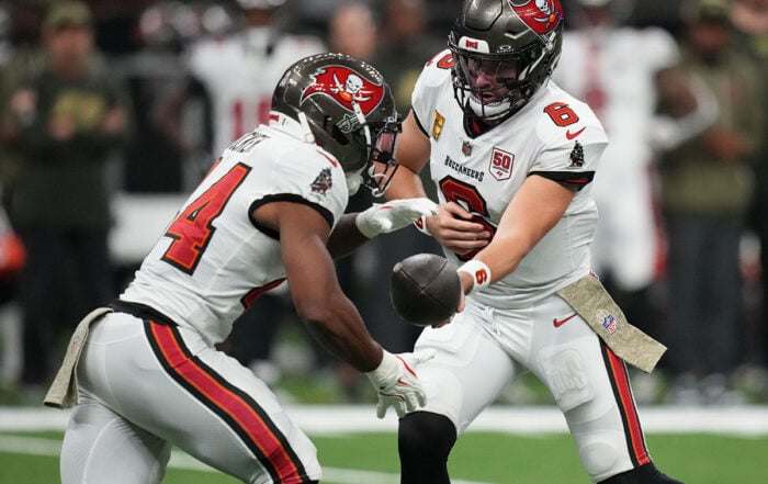 Bucs Rb Sean Tucker And Qb Baker Mayfield