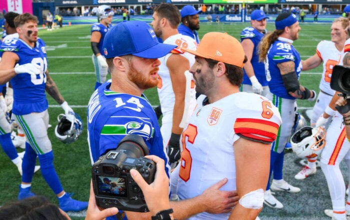 Bucs Qb Baker Mayfield And Seahawks Qb Sam Darnold