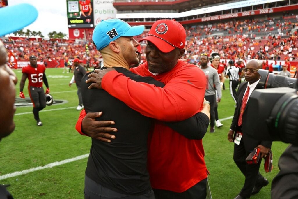 Bucs' Stock Plummets In Nfc Playoff Picture With Week 7 Loss 3 Bucs Hc Todd Bowles And Panthers Hc Dave Canales