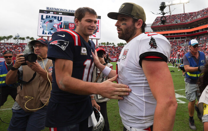 Patriots Qb Drake Maye And Bucs Qb Baker Mayfield