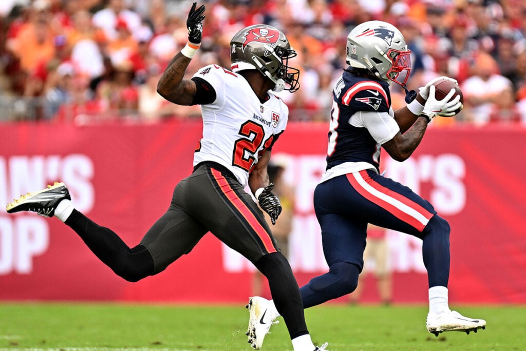 Pewter Report Podcast: Bucs Get Reality Check Vs. Patriots 3 Bucs Cb Benjamin Morrison And Patriots Wr Kyle Morrison