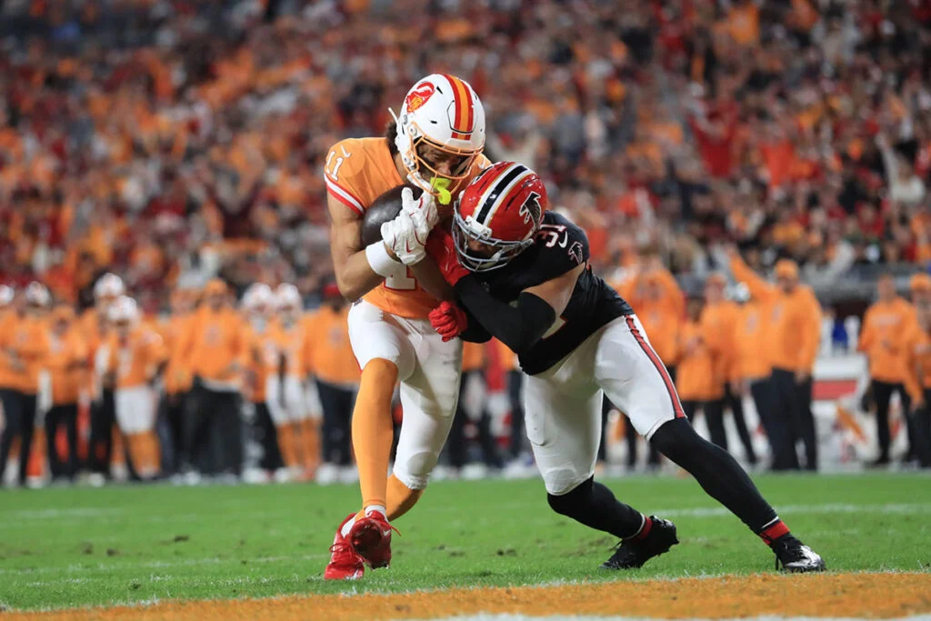 Bucs Wr Jalen Mcmillan And Falcons S Xavier Watts