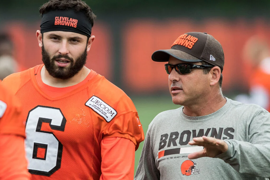 Qb Baker Mayfield And Coach Ken Zampese - Photo By: Imagn Images - Ken Blaze