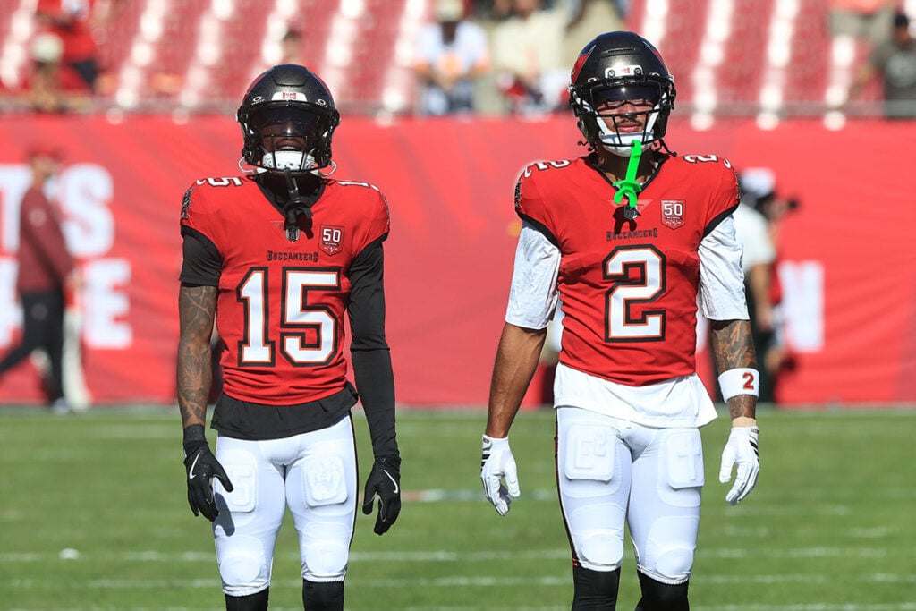 Pewter Report Podcast: Bucs 2026 Schedule Release Show 4 Bucs Wrs Emeka Egbuka And Tez Johnson - Photo By: Cliff Welch P/R