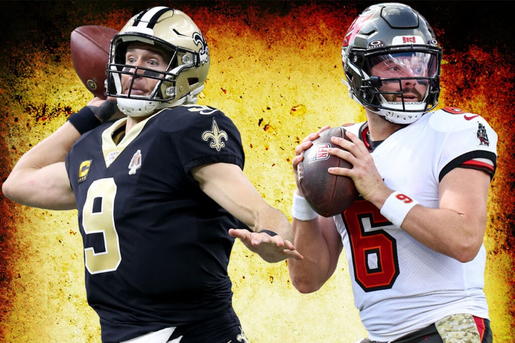 Former Saints Qb Drew Brees And Bucs Qb Baker Mayfield