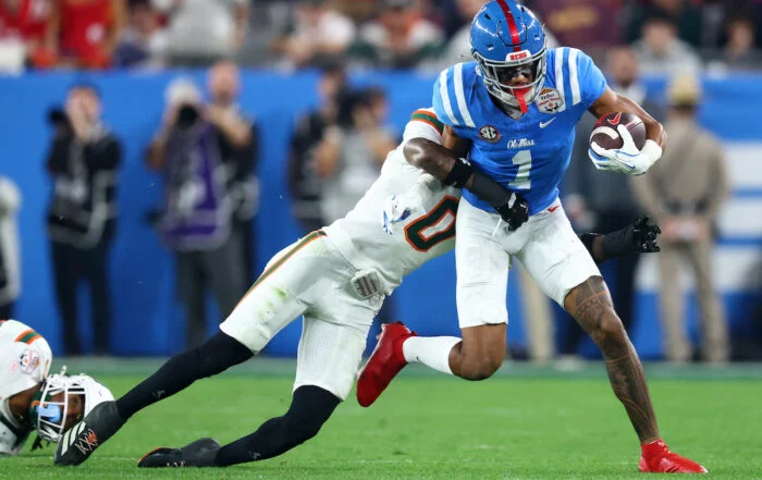 Ole Miss WR De'Zhaun Stribling - Photo by: Mark J. Rebilas - IMAGN Images Bucs