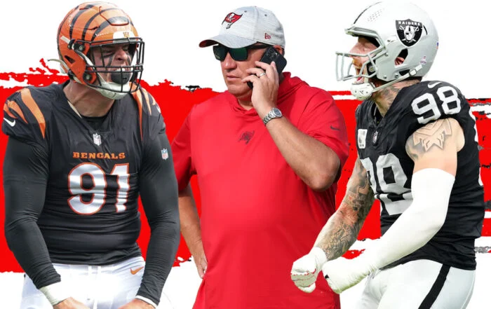 Bengals Edge Rusher Trey Hendrickson, Bucs Gm Jason Licht And Raiders Edge Rusher Maxx Crosby