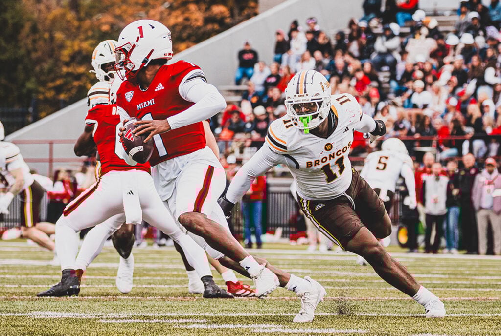 Pewter Report 2026 7-Round Bucs Mock Draft Final 16 Western Michigan Edge Rusher Nadame Tucker Bucs