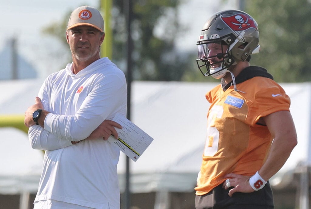 Pewter Report Podcast: Baker Mayfield Unhappy At Bucs Camp 3 Bucs Oc Zac Robinson And Qb Baker Mayfield
