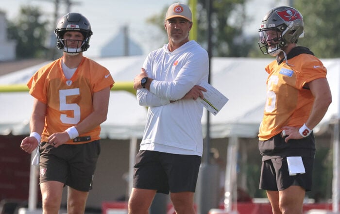 Bucs Oc Zac Robinson And Qbs Jake Browning And Baker Mayfield