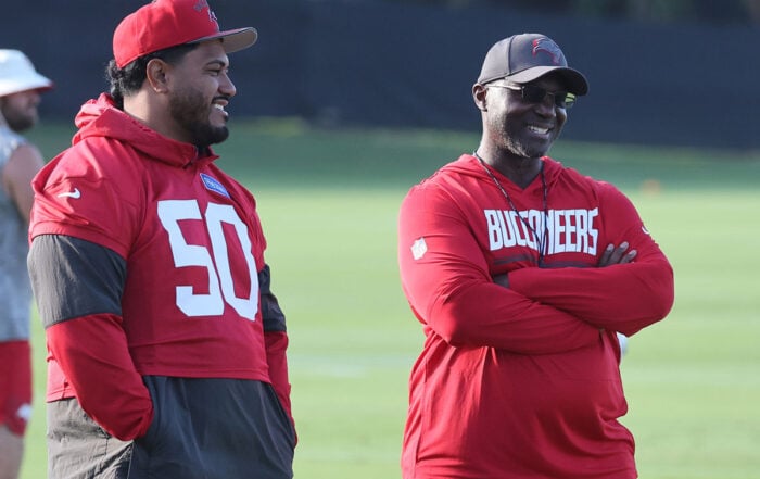 Bucs Dt Vita Vea And Head Coach Todd Bowles