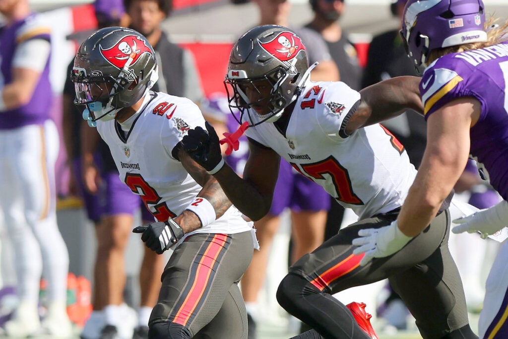 Week 3 Snap Count Analysis: Bucs Vs. Vikings 3 Bucs Wrs Emeka Egbuka And Ted Hurst Iii - Photo By: Cliff Welch P/R
