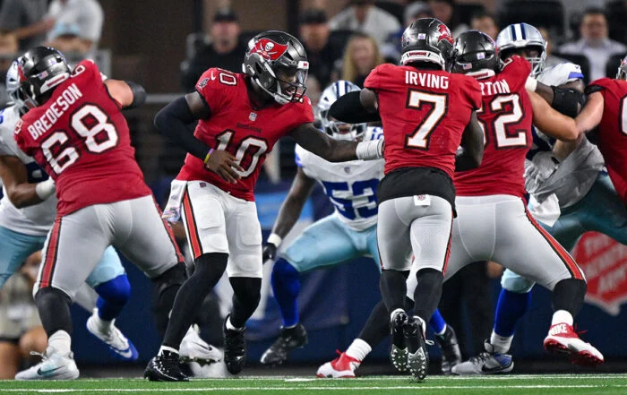 Bucs Qb Jalon Daniels And Rb Bucky Irving - Photo By: Imagn Images Via Reuters Connect