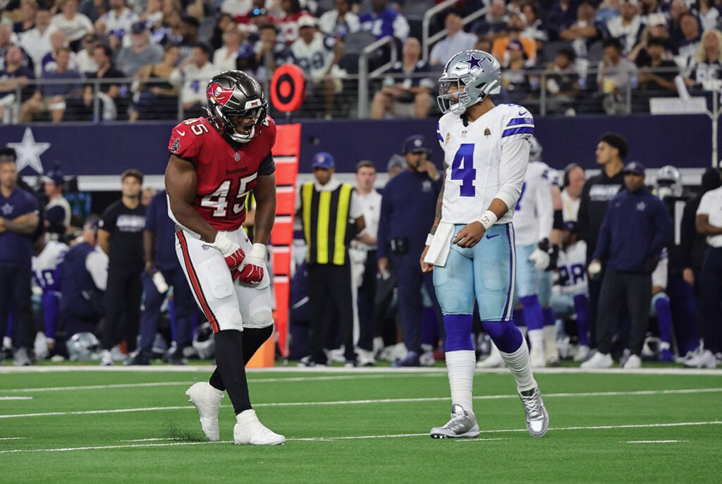 Todd Bowles Found His Fastball In Bucs' Big Win Over Cowboys 2 Bucs Ilb Josiah Trotter And Cowboys Qb Dak Prescott
